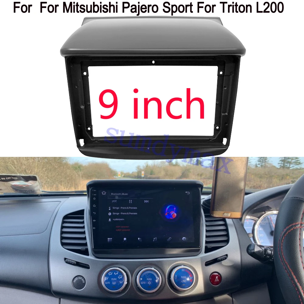 9 Inch Car Radio Frame For Mitsubishi Pajero Sport 2 L200 Triton 2008 - 2020 Dash Kit Install Facia Console Bezel Adapter