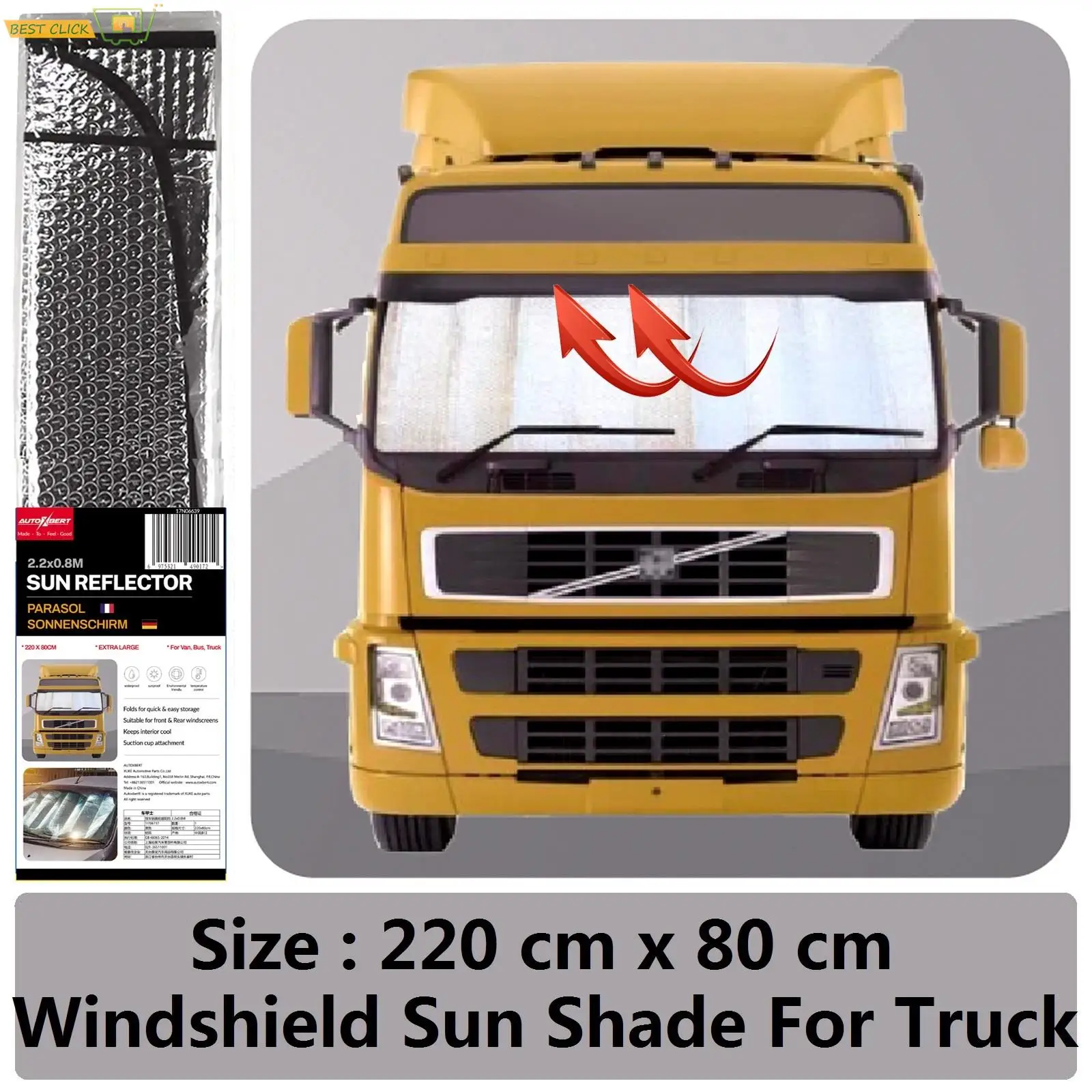 Car Windshield Cover Thick Windscreen Foldable Sun Shade Cover Front Anti-UV Ray Block Sun Protection For Truck 220cmx80cm