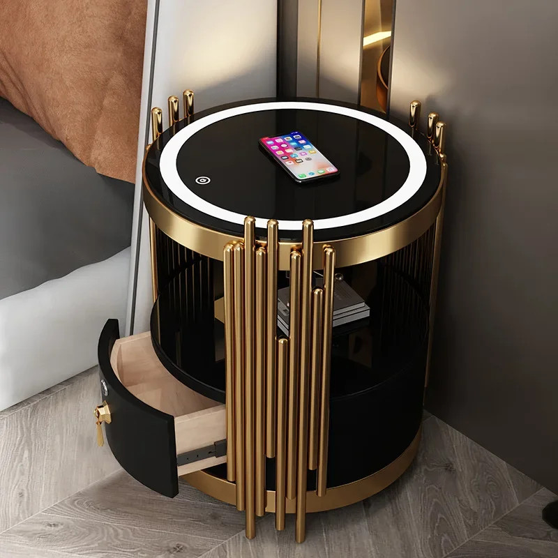 Modern Voice-activated Smart Nightstands Luxury Home Furniture Wireless Charging Simple Bedside Tables Bedroom Storage Cabinet