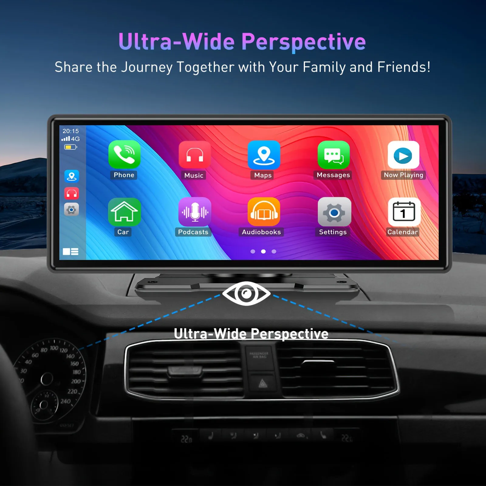 

Feature highlights: Experience the 10.26 Portable Car Screen with wireless Apple CarPlay and Android Auto offer a vibrant HD IPS