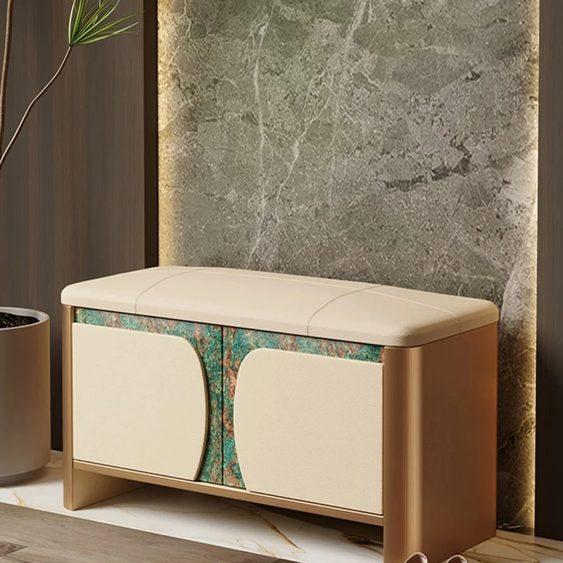 Solid wood household entrance at the door of the shoe changing stool