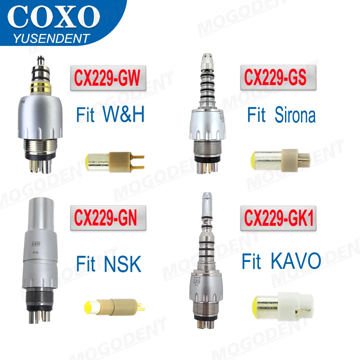 COXO Dental Turbine LED Coupler 6 Holes Replacement Bulb Seal Coupling O Rings For KAVO NSK WH Sirona High Speed Handpiece