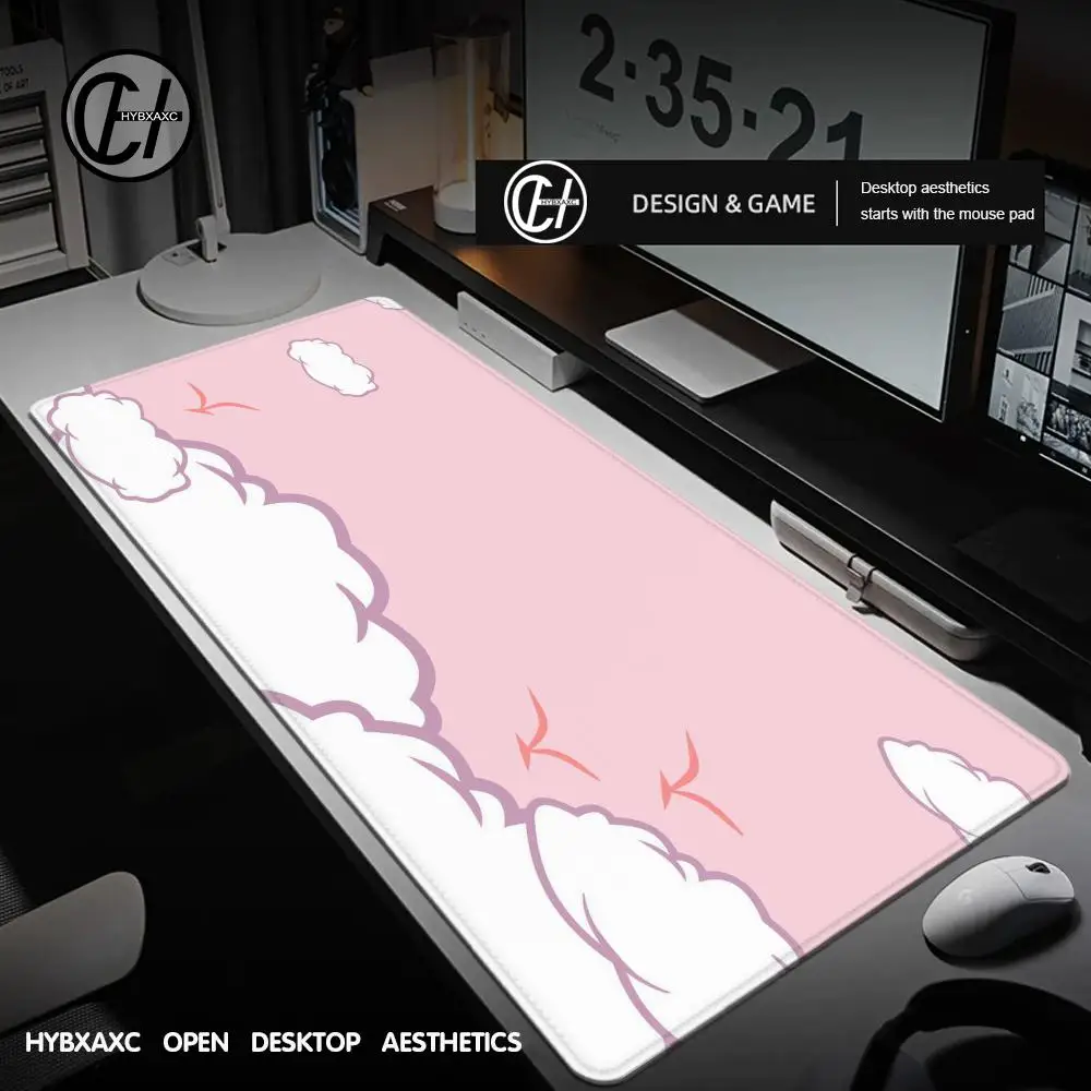 Large Size Pink Mousepad Pastel Clouds Desk Mat Kawaii Cartoon Mouse Pad Rubber Table Mat Extended Gaming Lock Edge KeyboardMat