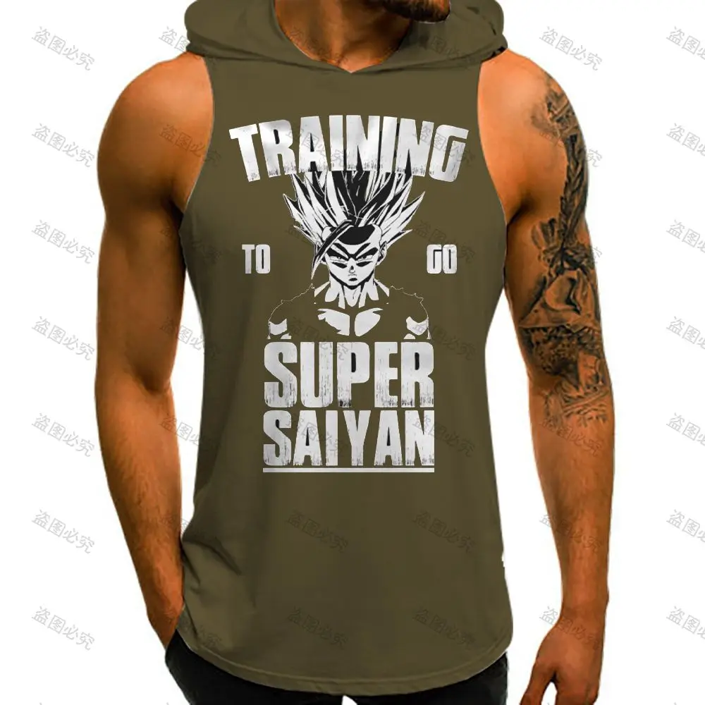 Vegeta Dragon Ball Z Bodybuilding Vest With Hood Summer Running Tank Top Men Mens Muscle Vest Super Saiyan New Men's Clothes