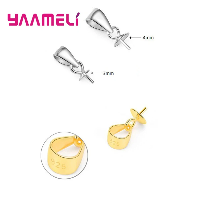100PCS 925 Sterling Silver Screw Eye Pin Bail Top Drilled Beads End Cap For DIY Charm Pendant Connectors Jewelry Making