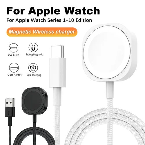 Nuevo cargador rápido USB A inalámbrico magnético Cable de carga tipo C para Apple Watch Series 10 9 8 7 6 5 4 3 2 1 Ultra Edition iWatch