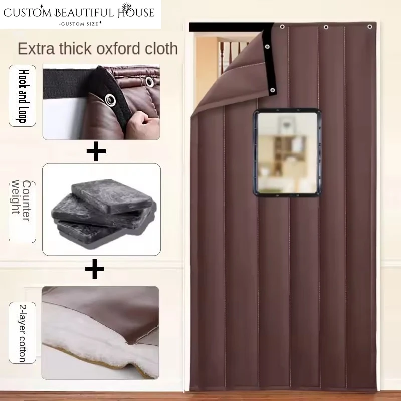 

Thickened Cotton Door Curtain in Winter Household Windproof Thermal Insulation Wind Proof Cold Proof Partition Hanging Curtain