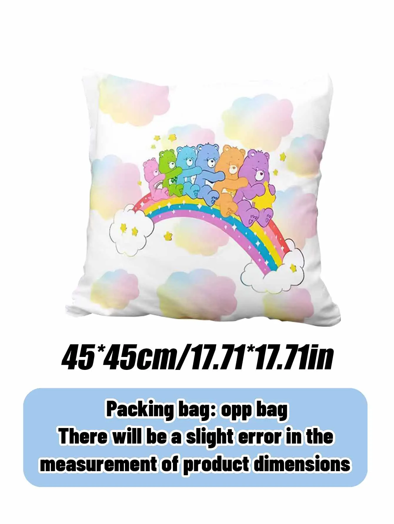 Best-Selling Care Bears Rainbow Bear Throw Blanket With High-Resolution Pattern, Soft-Fabric Sofa Decor Pillow Cover