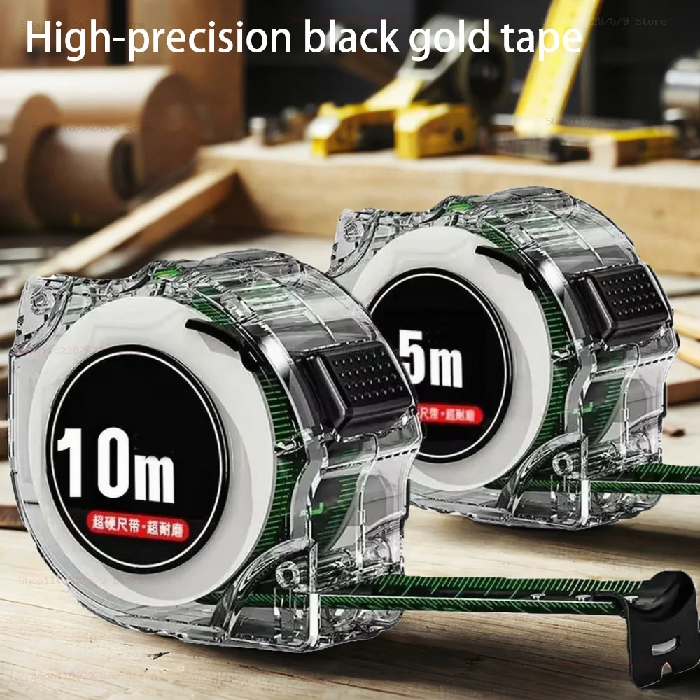 شريط قياس فلورسنت أسود 10 متر شريط قياس سميك عالي الدقة مقاوم للاهتراء وشريط قياس مقاوم للسقوط #1