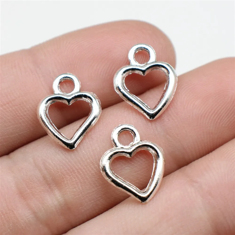 Newest 40Pcs/Lot 14*11mm Ancient Silver Zinc Hollow Loving Heart Pendant Suitable For DIY Handmade Charm Jewelry Making