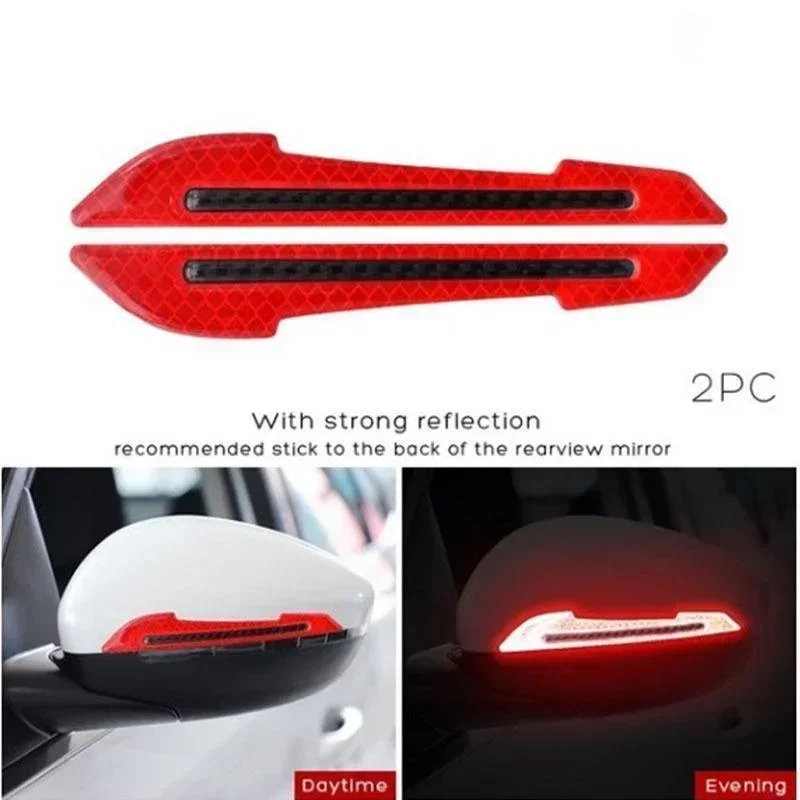 2pcs/set Car Rearview Mirror Reflective Sticker Safety Warning Reflective Sticker Car Rearview Mirror Decorative Strip