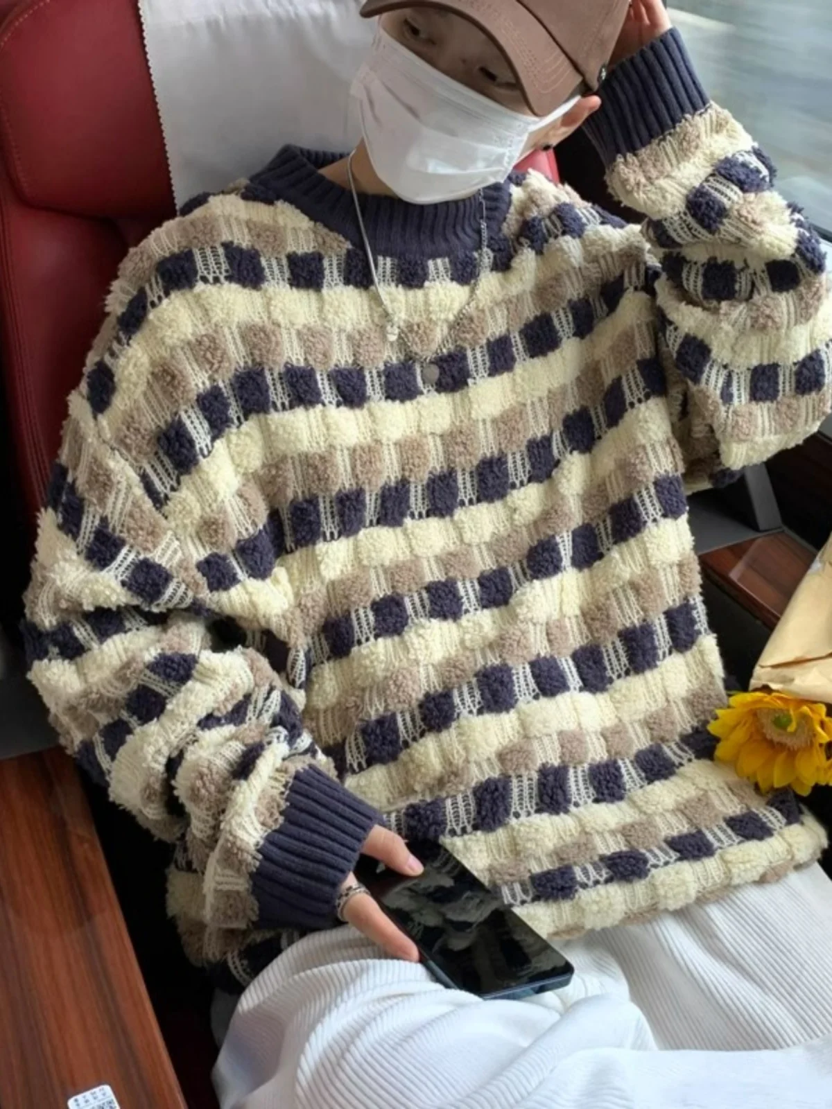 

Laid-ba Sle мужской вязаный свитер круглый Ne свободного кроя модная зимне-осенняя верхняя одежда корейская версия повседневная длинная све