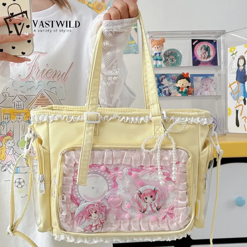 

New Y2K Cute Japanese Ita Bag Lolita Girl Transparent Shoulder Tote Bag Large Capacity Crossbody Casual Bag DIY Display Handbags
