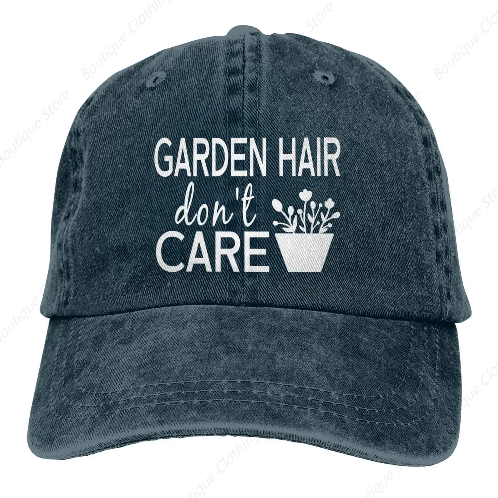 Women's Garden Hair Don't Care Hat, Adjustable Vintage Washed Baseball Cap for Mom Mum Aunt Black