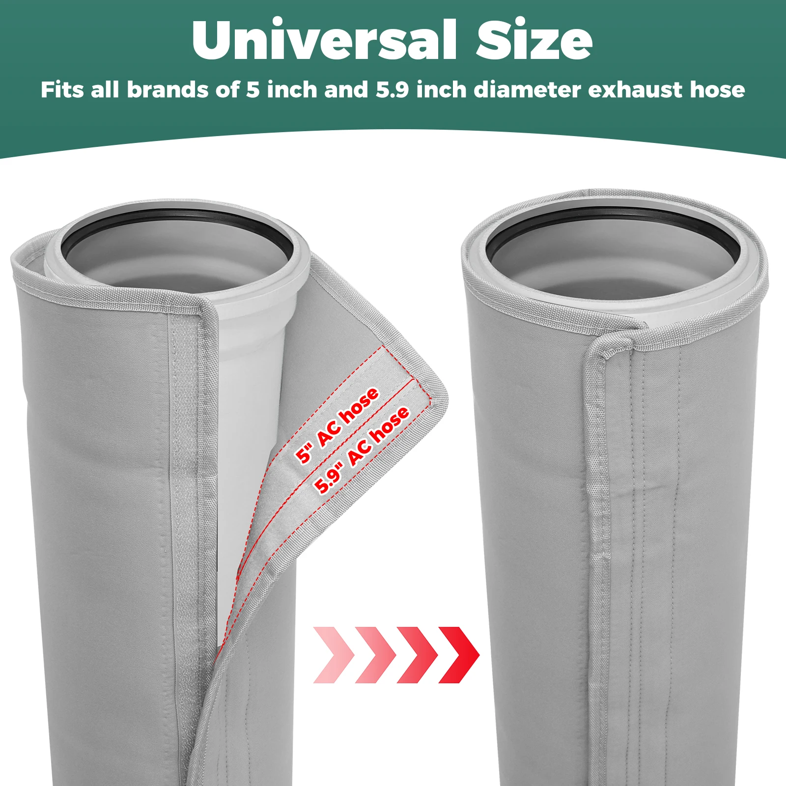 Universal Air Conditioner Hose Cover Wrap Portable AC Hose Insulation Sleeve with Elastic Band Improve Cooling Performance Home