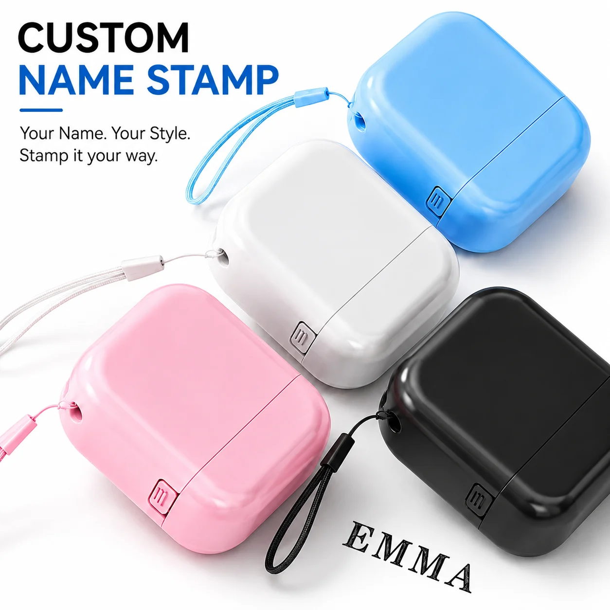 Personalized Custom Signature Stamp, Portable Pocket Self‑Inking Name Seal with Wrist Strap for Business & Paperwork