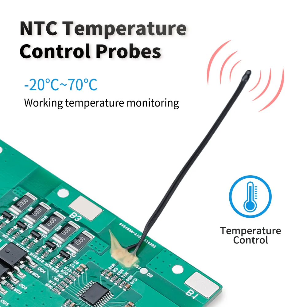 لوح حماية Bisida 8S BMS 28.8V 15A/20A/30A/50A مع سلك توازن وNTC، منفذ مشترك، ليثيوم أيون BMS