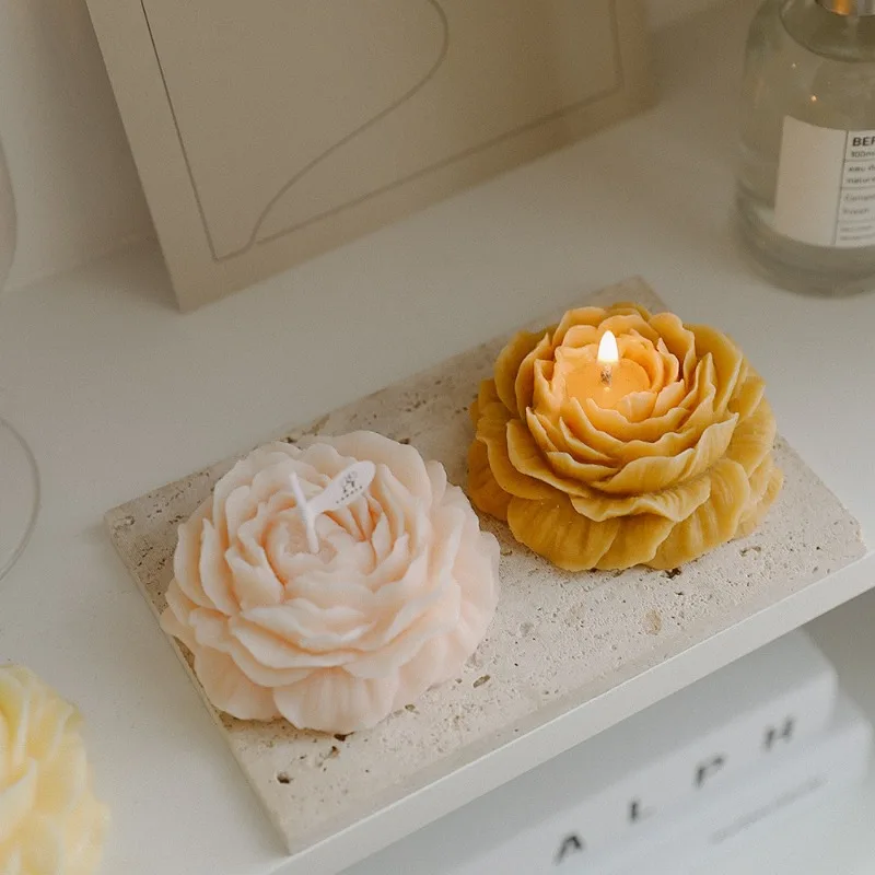

3D Peony Aromatherapy Candle - Creative Flower Shape, Wedding Decor Gifts Box & Valentine's Day Scented Souvenir Ornament
