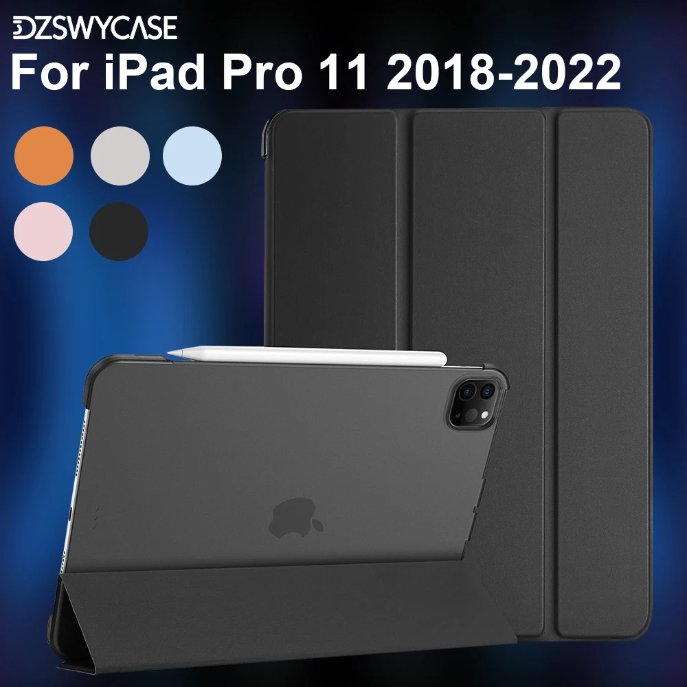 

Case for iPad Pro 11 inch 2018-2022, Trifold Stand Cover, Hard Back Shell Protective Tablet, Auto Sleep / Wake Function