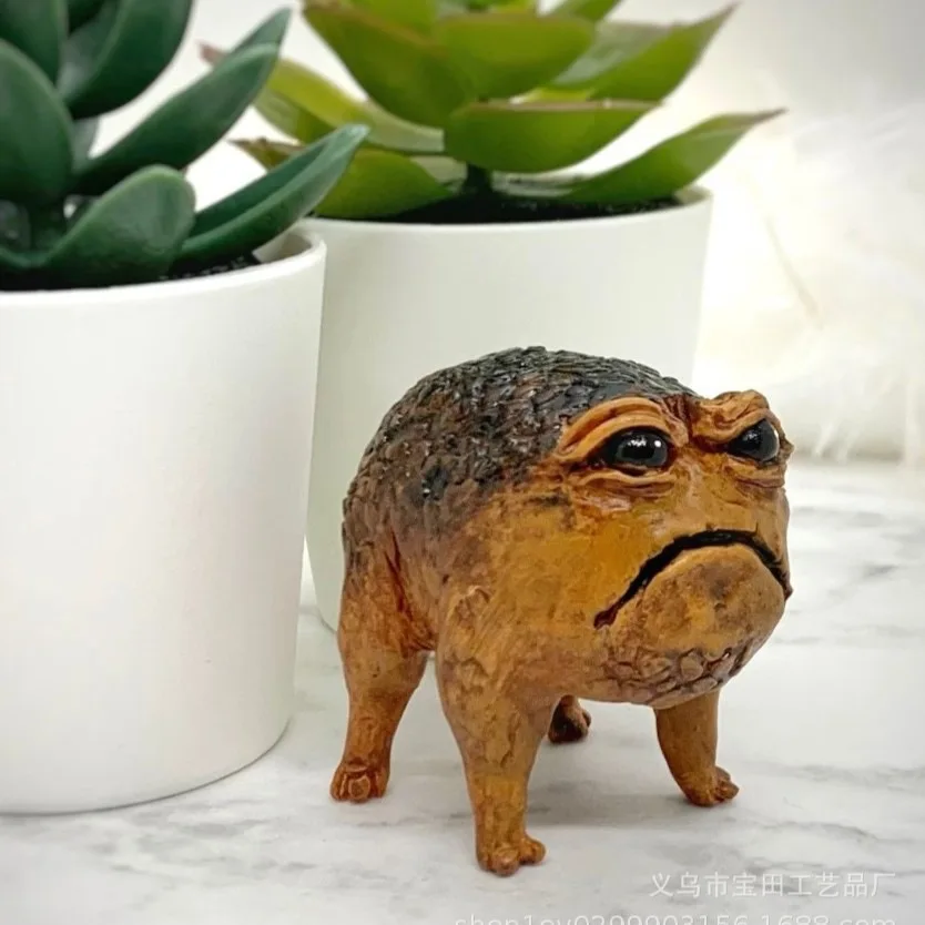 New Cute Black African Rain Frog Toad Statue Gift Home Decor