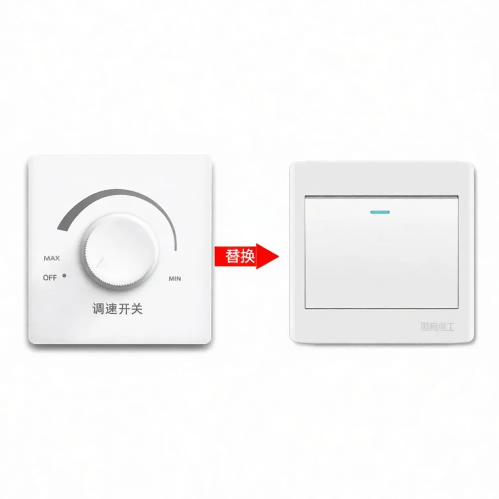 Flush Mount Fan Speed Regulator Stepless Rotary Knob Switch For Ceiling Wall Fans Electric Ventilator Power Control Panel Device