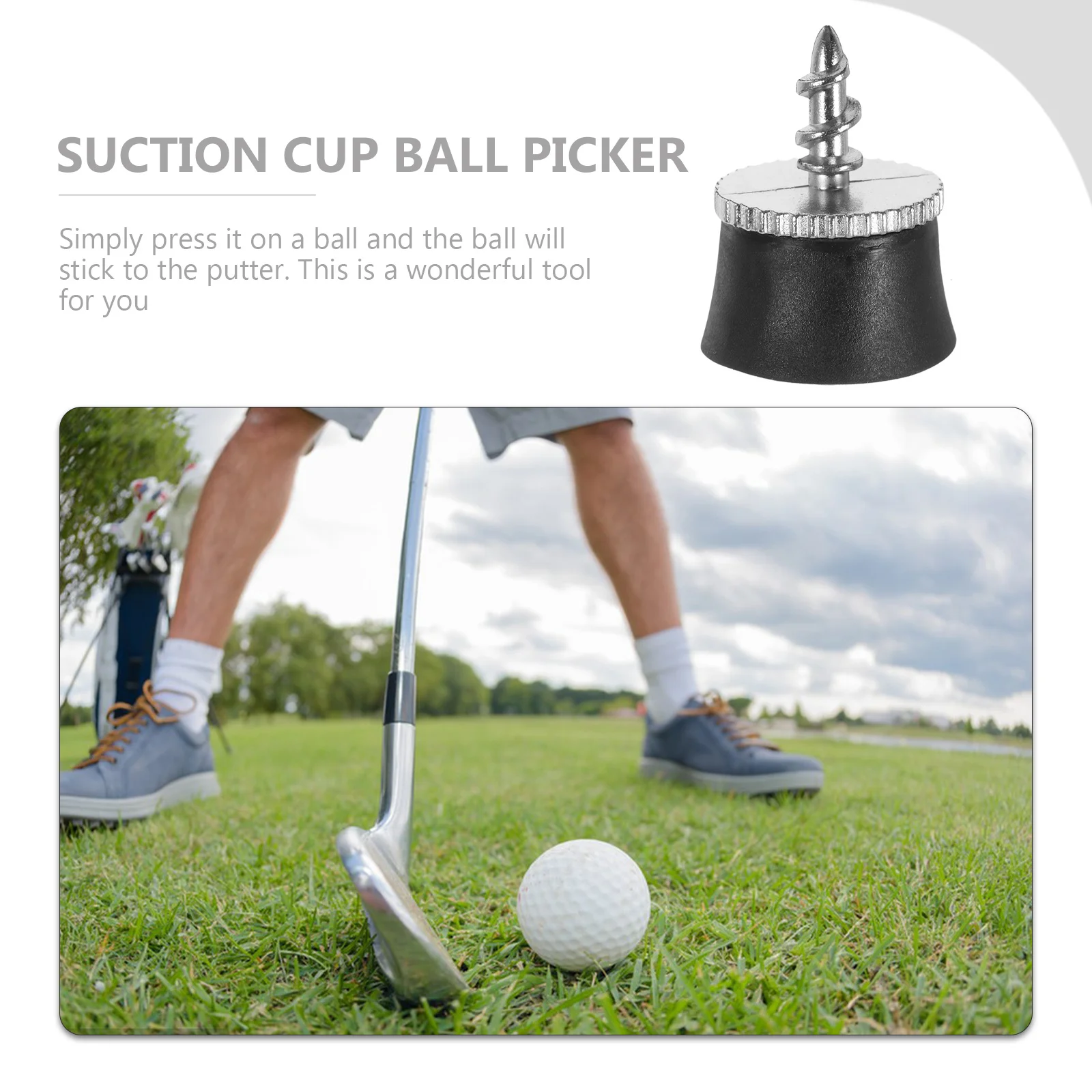 

2Pcs Golf Ball Pick Up Retriever Putter Grip Suction Cup Pickup Tool Small Size Strong Adsorption Training Accessories Black