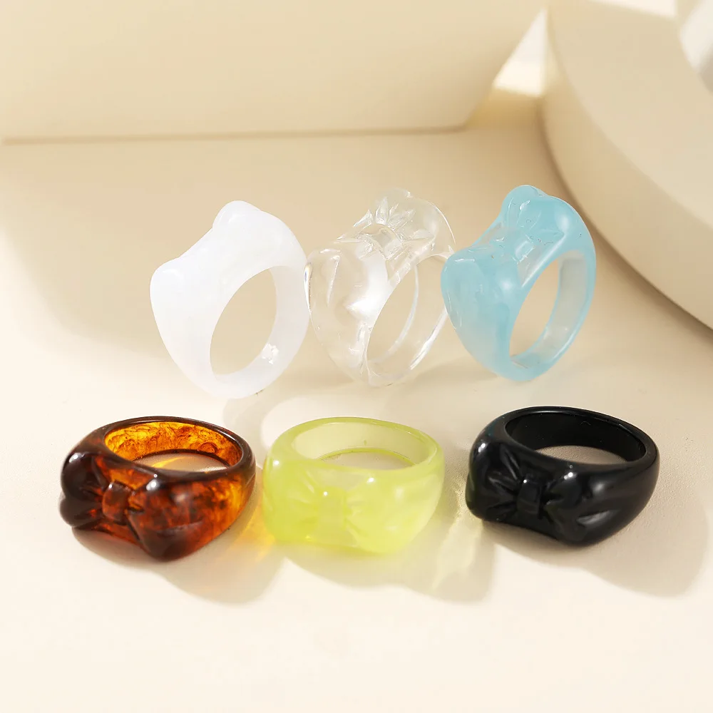 1 Set European and American Instagram Blogger's Same Style Food Ring with Personalized Design, Jelly Colored Resin Joint Ring