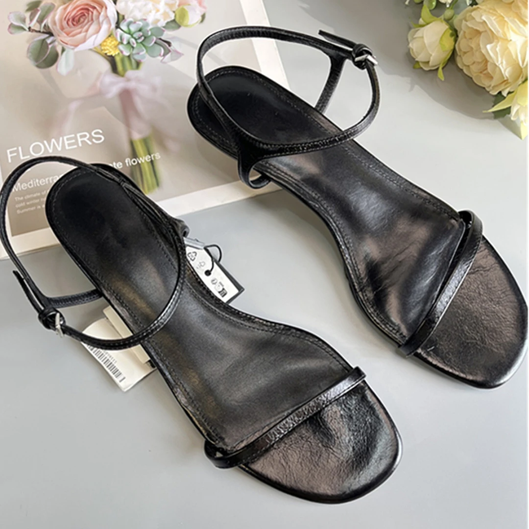 Maxdutti Minimalist women's shoes French Fashion Elegant Genuine Leather Shoes For Woman Black Women's Sandals Woman Shoes