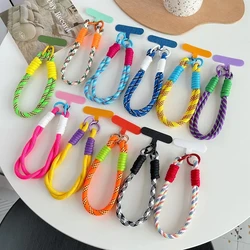 INS color Mobile Phone Lanyard Hanging Decoration Can Be Carried Twist Rope Anti-loss Pendant Fashion Strong Wrist Short Straps