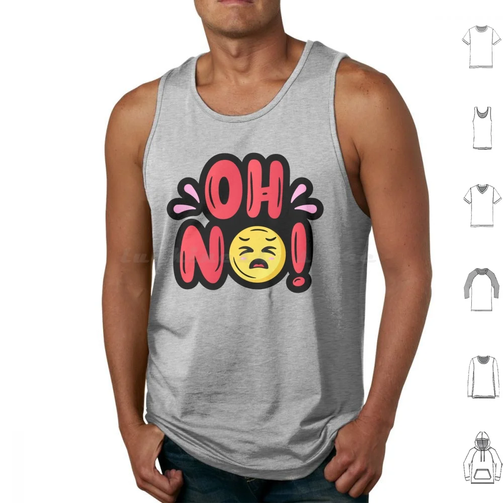 Oh No Tank Tops Print Cotton No Vector Flat Gradient Face Emotion Feeling