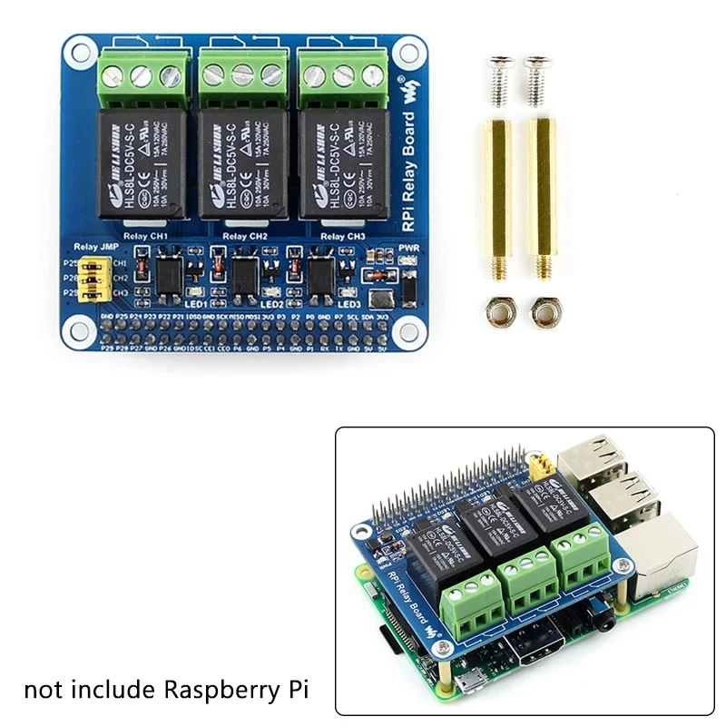 5PCS 3 Channel RelayModuleExpansion Board 3 Way Relay Controls GPIO-interface Module for Raspberry Pi 5 / 4B / 3B+ in Smart Home