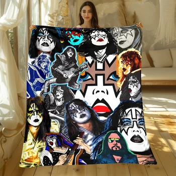 Classic Rock Band Flannel Printed soft Blanket, Used for Sofa, Bed, Travel, Camping, Livingroom, Office, Couch,Chair,Home,Gift 