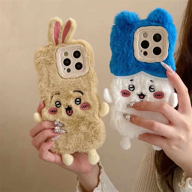 حافظة هاتف كاواي سانريو تشيكاوا من القطيفة الشاملة لهاتف آيفون 16 15 14 12 13 11 Pro Max لمنع السقوط