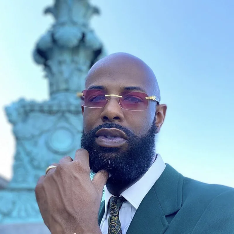 2024 New square rimless sunglasses Fashion cut edge men\'s glasses Jelly coloured women\'s sunglasses Fashion clothing Street beat