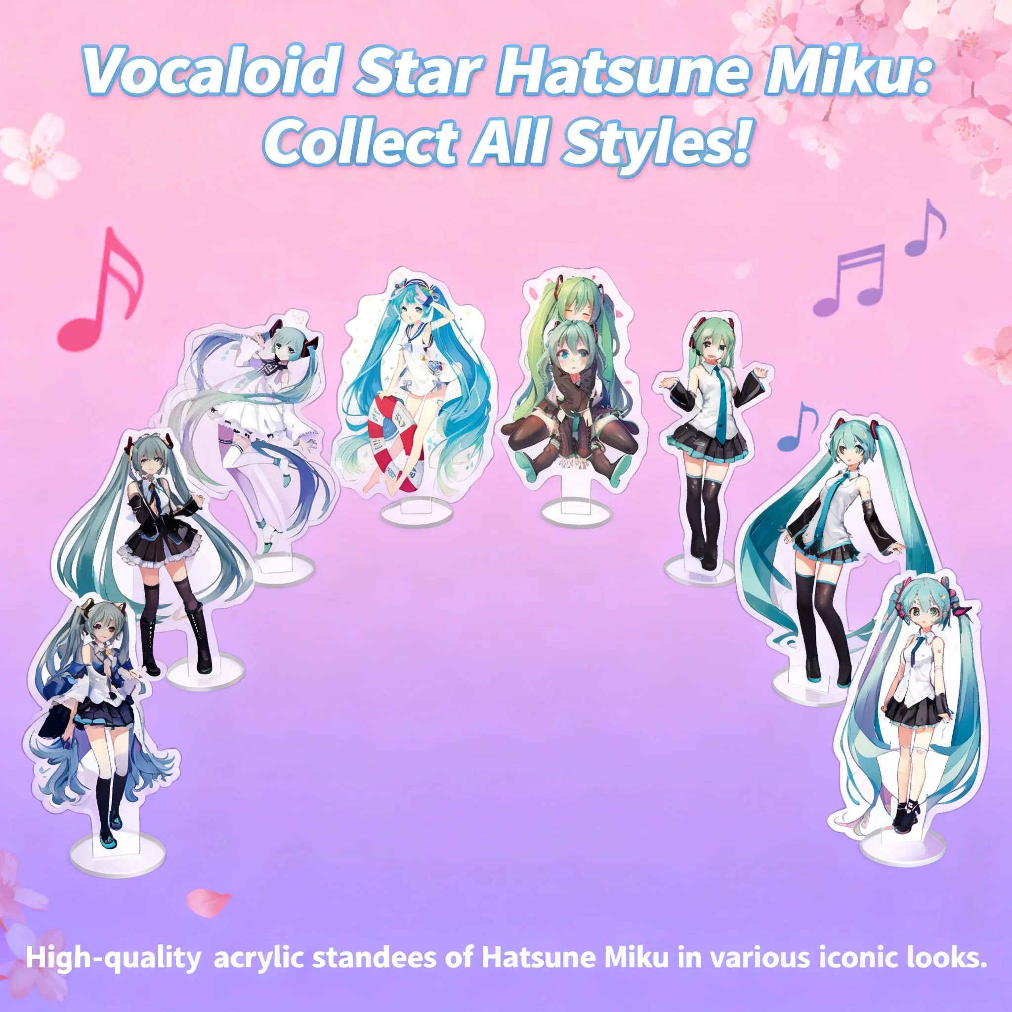 Figura de Anime en Acrílico de Doble Cara, Miku Hatsune, Sakura, Future School Life, Mercancía Bidimensional, Venta al Por Mayor