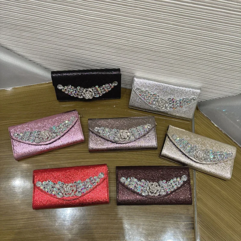 

Spring new versatile diamond-embellished classic clutch bag for women, single shoulder crossbody chain bag