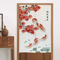 Chinese Vintage Flower Door Curtain Fengshui Lucky Fortune for Kitchen Bedroom Restaurant Home Entrance Doorway Hanging Curtain