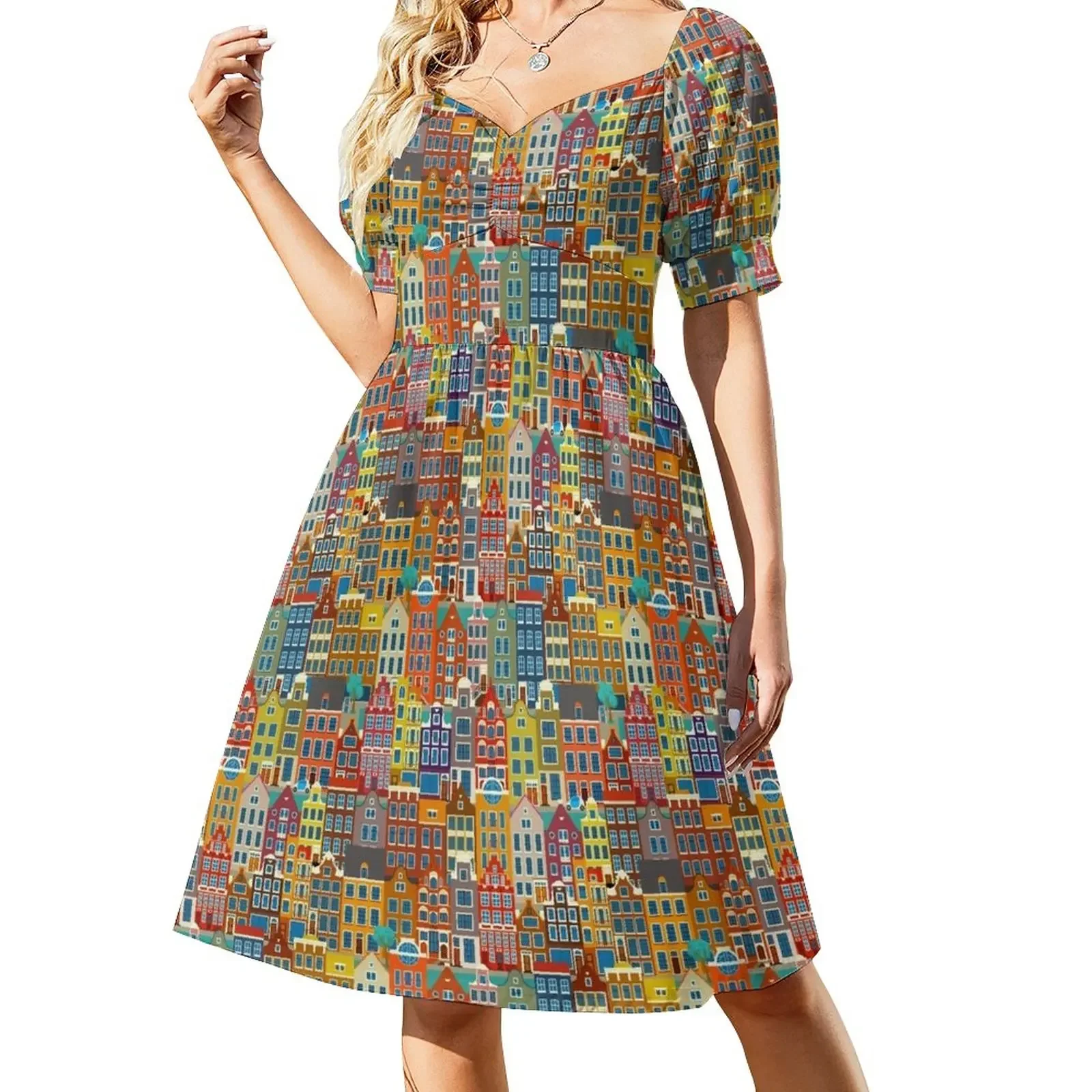 

Amsterdam, saturated Short-Sleeved Dress woman dress Women's dresses Dress for girls