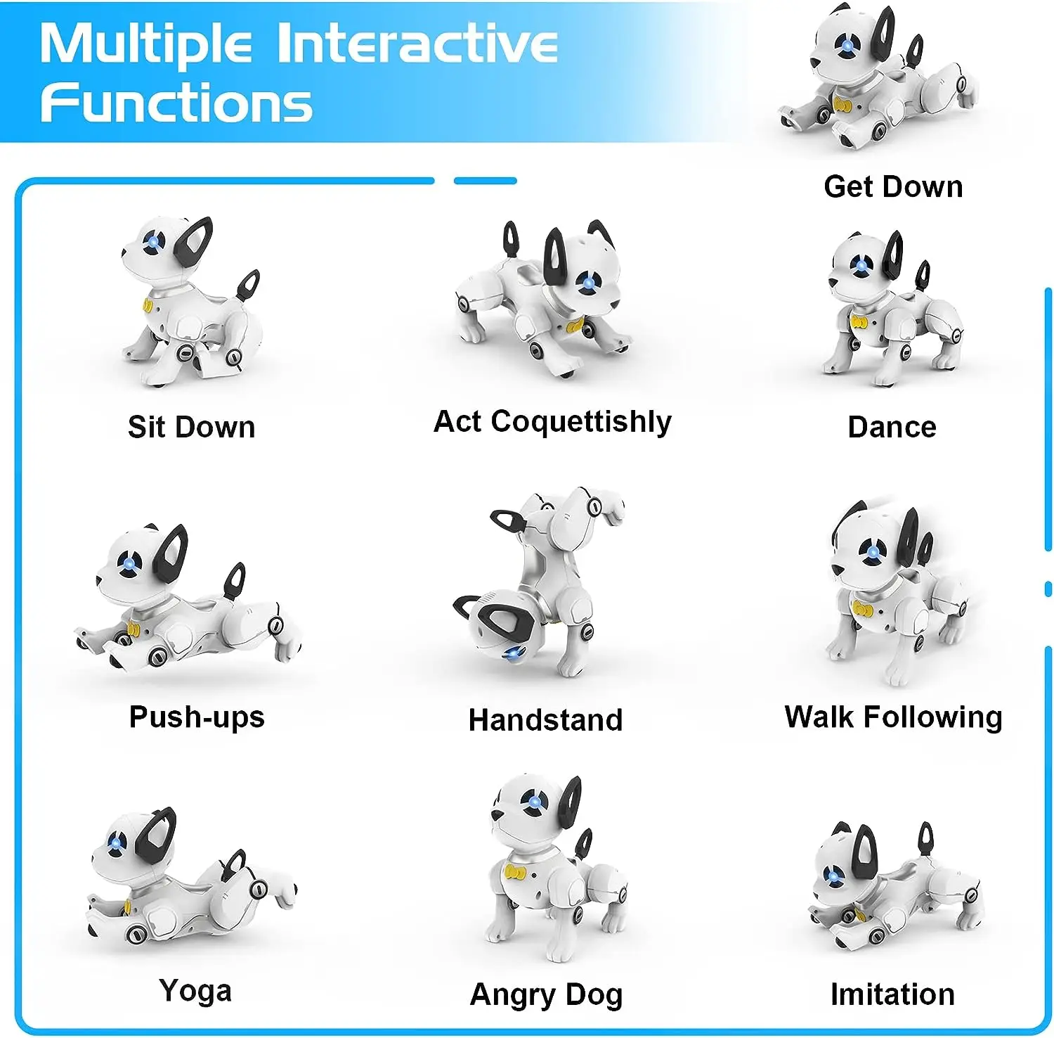 Controle remoto Robô Cão, Programável Inteligente Interativo Stunt Robot Dog, Stunt Walking Dancing Gift Brinquedos para Crianças