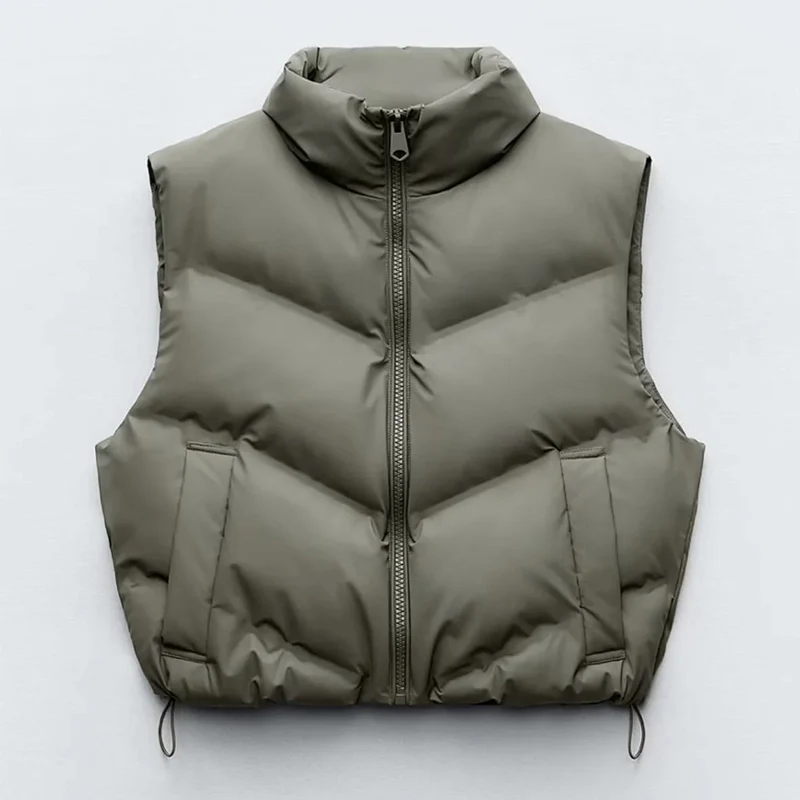 Faionable Stand Collar Svel Vest 2024 Winter Collection Glued S Design Women's ort Jaet Sli Trendy Sle