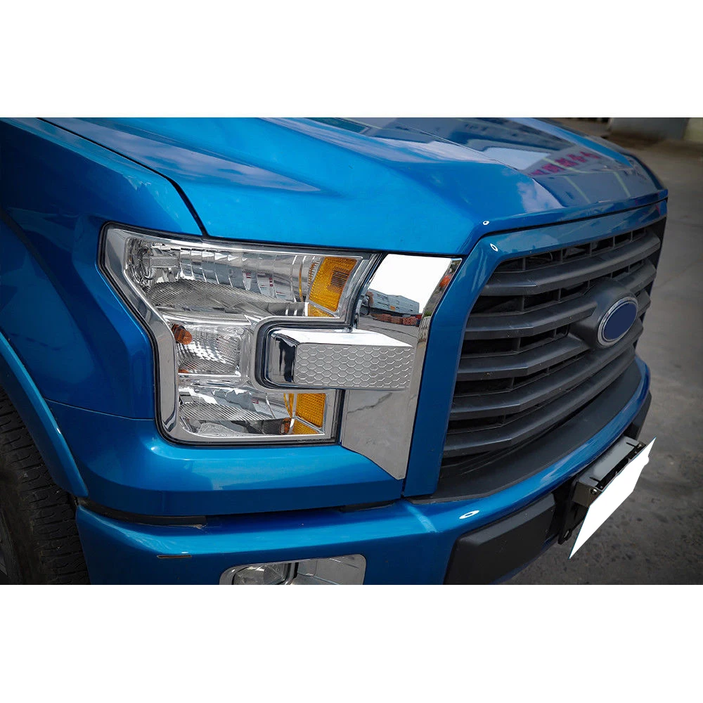 Lampu depan Bumper mobil Ford F150, tutup kisi depan Trim bingkai krom untuk Ford F150 F-150 2015 2016 2017