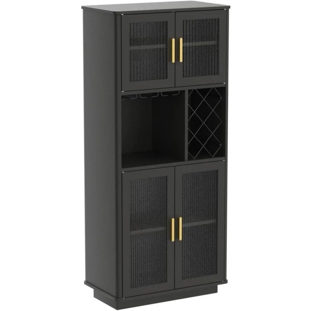 LED Wine Bar Cabinets with Removable Wine Rack, Bar Cabinets for Liquor with Light Motion Sensor, Kitchen Cabinet Storage