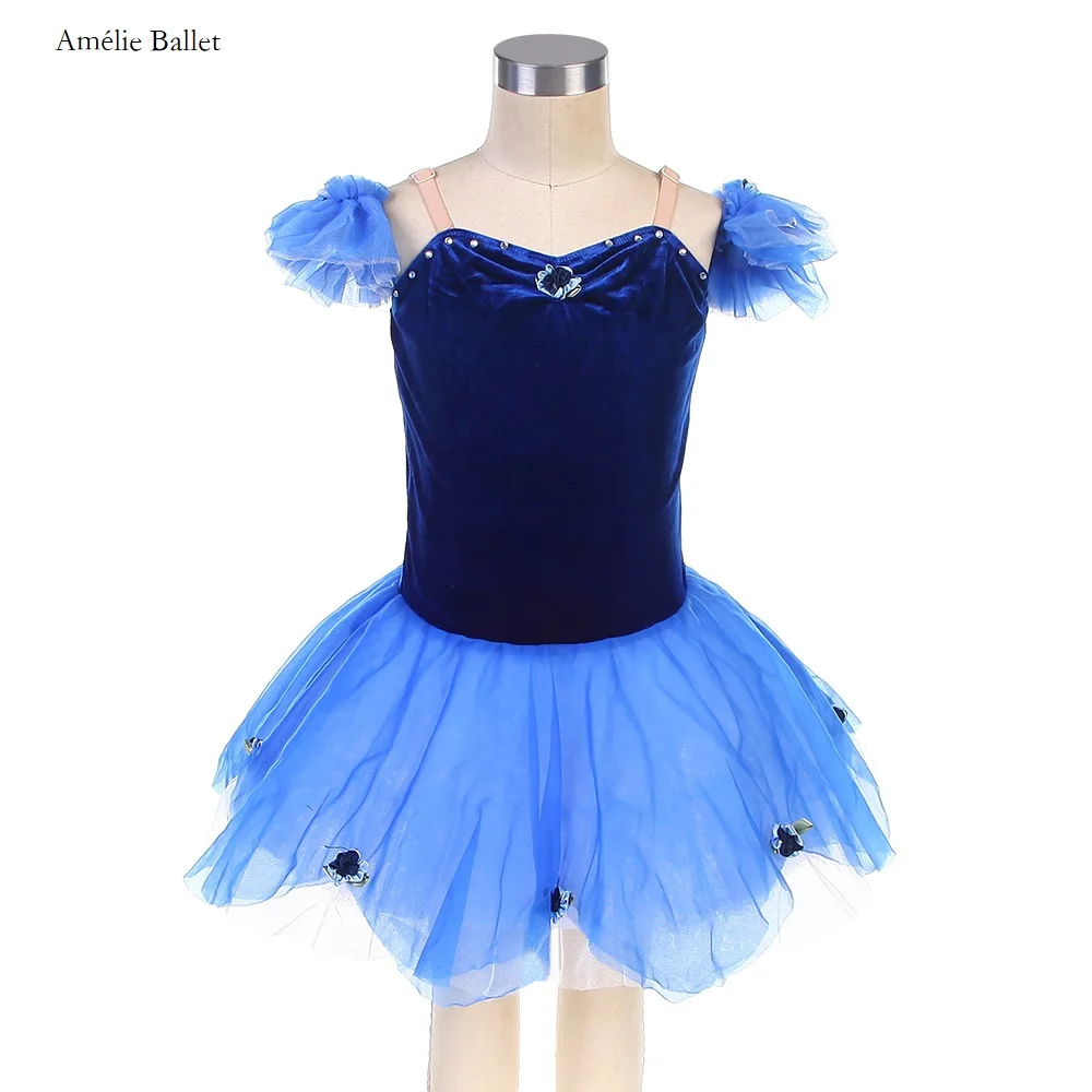 15306 Królewski Niebieski Aksamitny Baletowy Tutu dla Dziewczynek Baleriny Kostiumy do Tańca Sceniczne Baletowe Tutu Kostiumy dla Dzieci