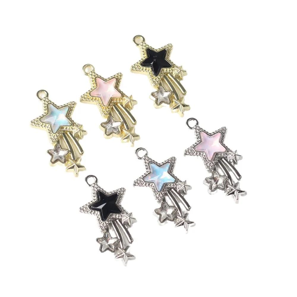10Pcs Cute Shooting Star Shape Pendant Handmade DIY Bracelet Jewelry Necklace Chain For Women Birthday Party Gift Accessories