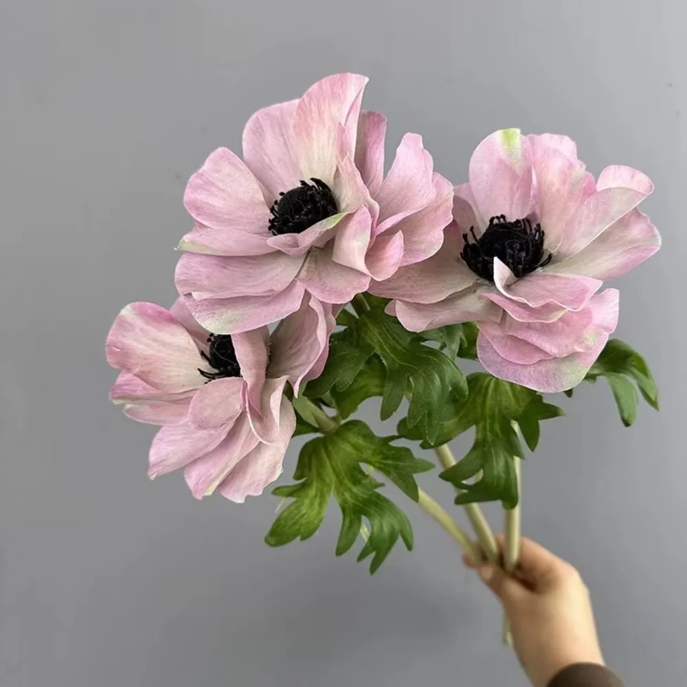 

3D Printing Artificial Anemone Silver Lotus Flower Branch Home Decorative Fake Flowers Wedding Decoration Floral