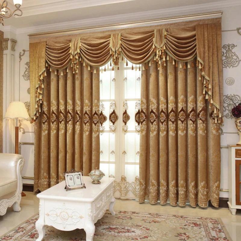 

Curtains for Living Dining Room Kitchen New Embroidered Blackout Cloth Chenille Window