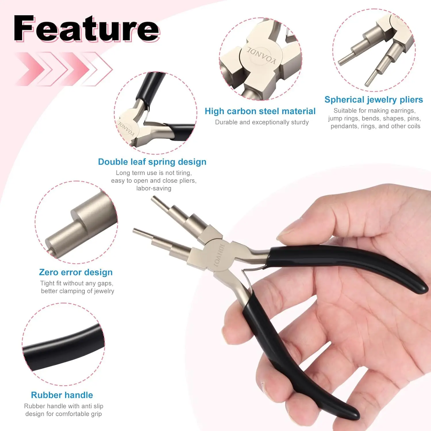 

Adjustable 2-9mm Bail Making Pliers High-Carbon Steel Wire Looper for Professional Jewelry Crafting and Ring Earring Design