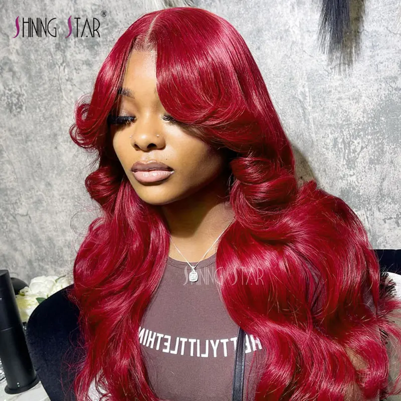 30 34 Inch Hd Lace Wig 13X6 Hd Lace Frontal Wig 13X4 Red Lace Front Human Hair Wigs 99J Burgundy Body Wave Lace Front Wigs 180%