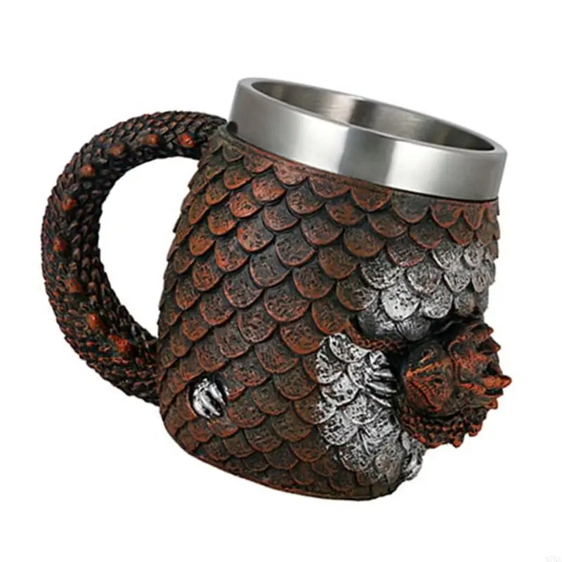 

Unique Dragon Design Insulated Coffee Mug Stainless Steel Resins Construction for Temperature Control Lightweight Portable 87HA