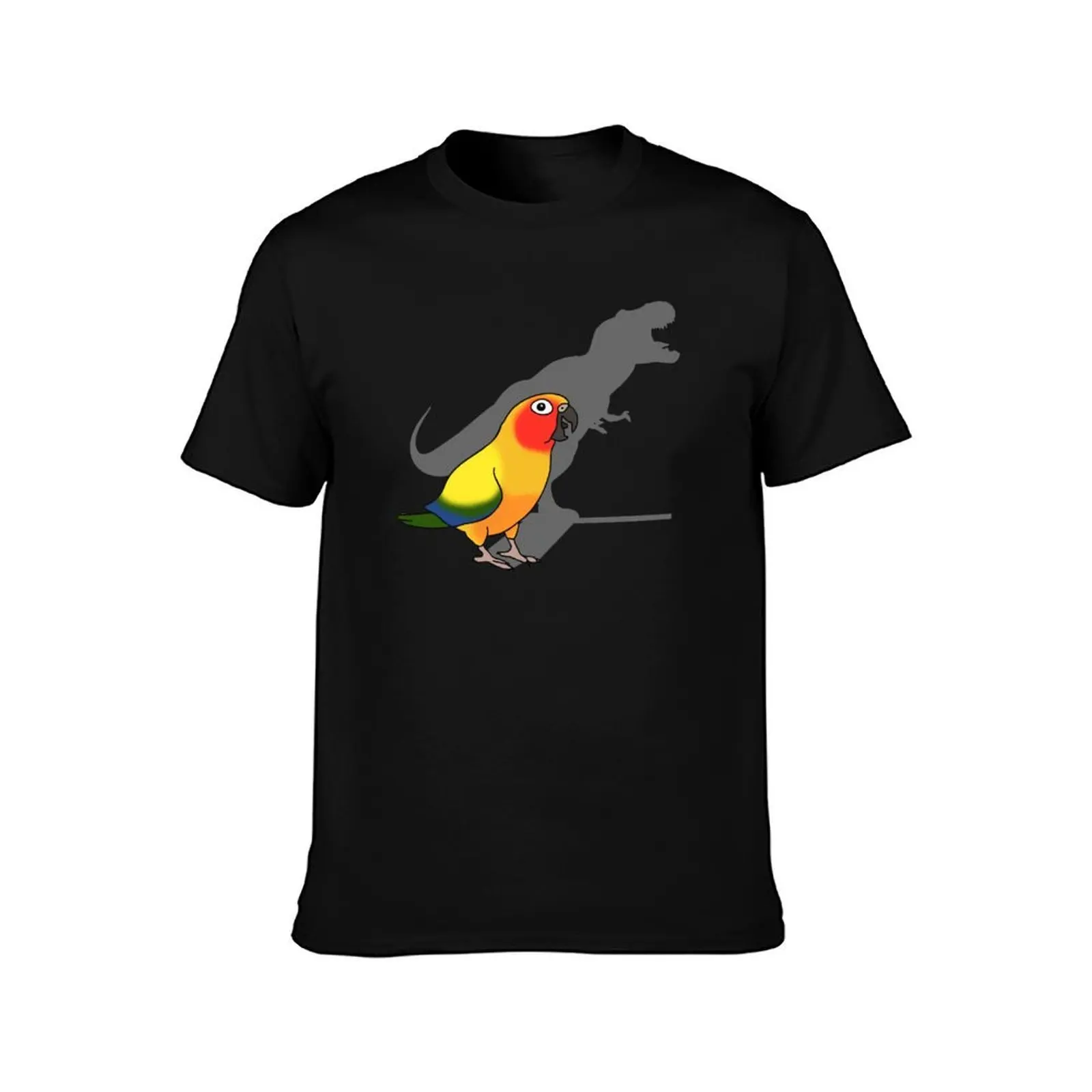 t-rex shadow - sun conure T-Shirt, Summer Casual Cotton Tee, Oversized Streetwear Tops, Vintage Graphic Print, Unisex Men Women